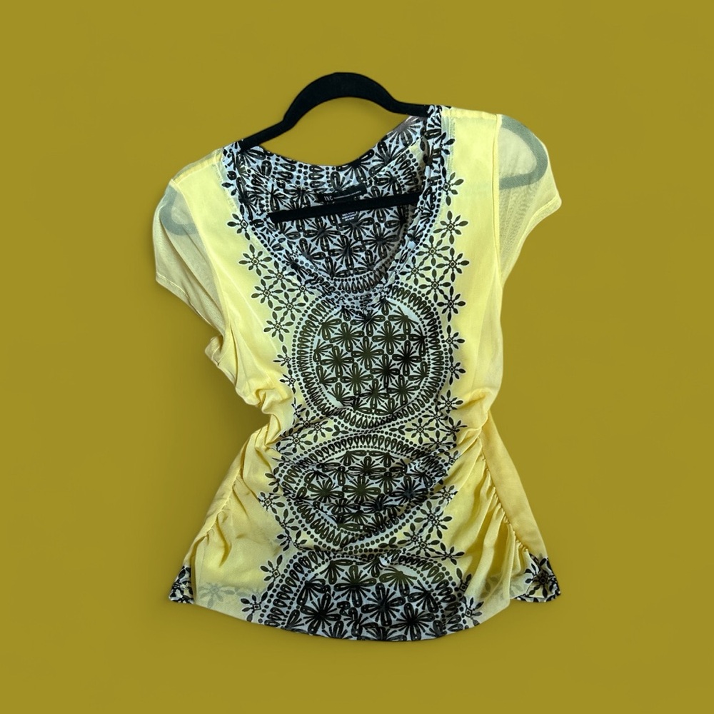 INC International Concepts Yellow and Black Top